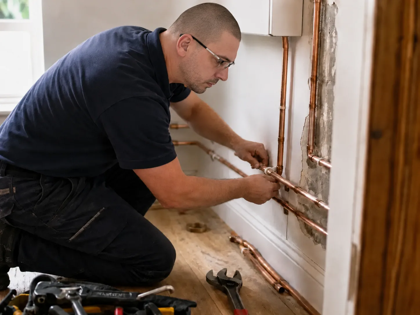 Copper pipework alteration by a radiator