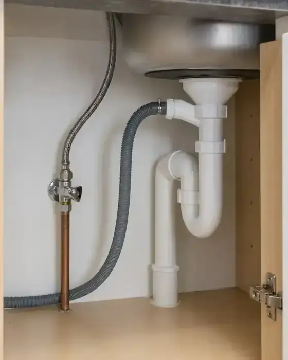 Neat kitchen waste and trap pipework