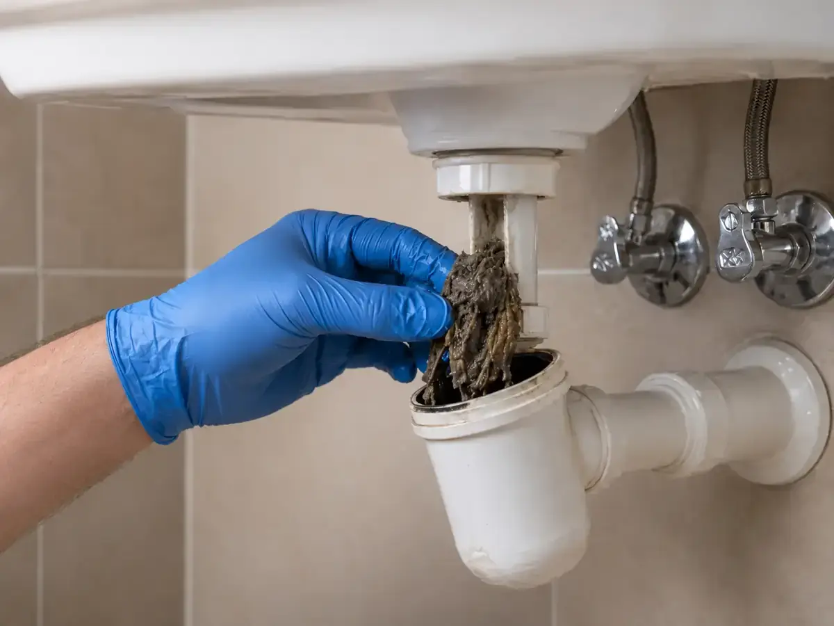 Accessible kitchen trap being cleaned