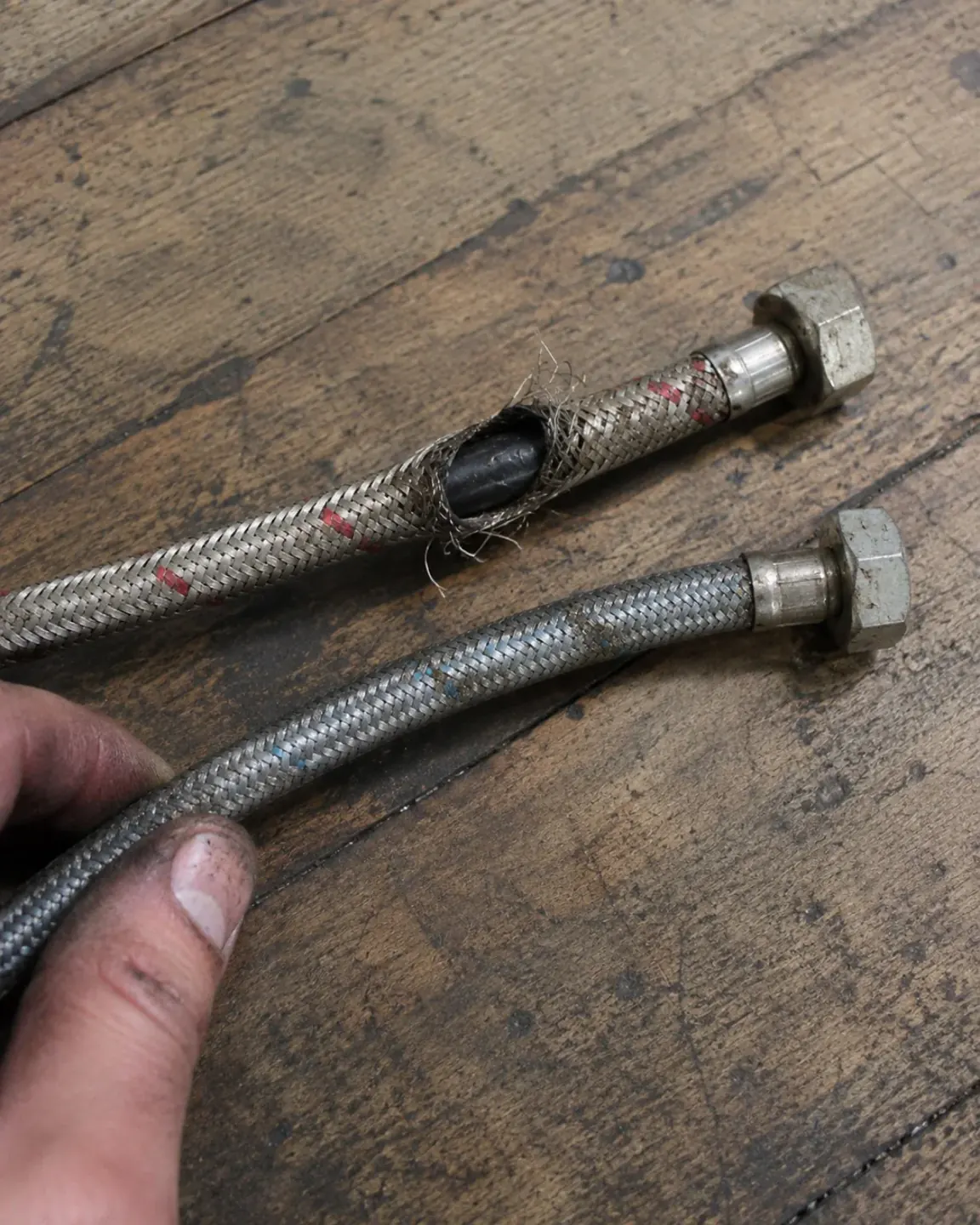 Damaged braided hose replacement